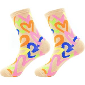 Robin Ruth - Hartjes - Roze - Dames sok - Maat 36-42