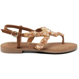 Lazamani - Greta Suede Dames Sandalen Tan - Maat 37