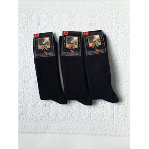 Dunne wollen sokken heren - zonder elastiek - 80% wol - 40/46 - zwart