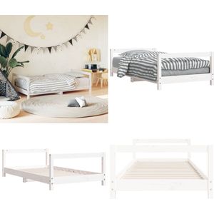 vidaXL Kinderbedframe 80x160 cm massief grenenhout wit - Kinderbedframe - Kinderbedframes - Kinderbed - Peuterbed