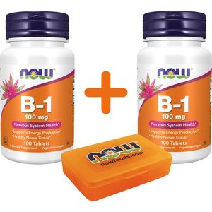 NOW Foods - Vitamine B-1 100mg (200 tabletten) - met Pill box
