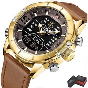 Naviforce® Horloges voor Mannen Herenhorloge Jongens Heren Watch Horloge – Valentijn Cadeautje voor Hem – Horlogebox Geschenkdoos –  Bruin Goud