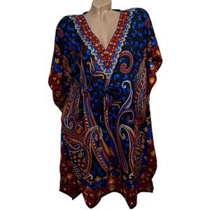 Dames kaftan/tuniek 330 one size 36-44 zwart/blauw/rood/geel