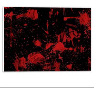 Forex - Rode Verfvlekken op Zwart Vlak - 40x30cm Foto op Forex
