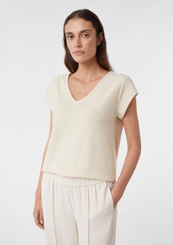 comma - T-Shirt - V-hals - Korte Mouwen