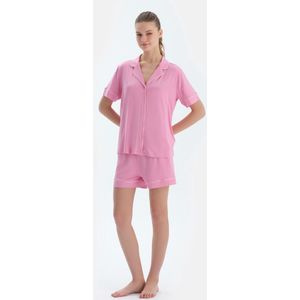 Dagi Pyjamaset met Slogan, Korte Mouwen, Overhemdkraag en Shorts met Normale Taille