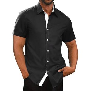 Korte Mouw Casual Overhemden voor Heren - Kreukvrij en Stretch Smart Business Shirts