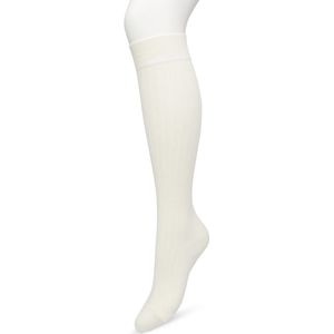 Bonnie Doon Bio Rib Kniekousen Dames COff White maat 36/42 - Klassiek Rib patroon - Creme - Biologisch Katoen - Ultiem comfort - Rib Knee High - OEKO-TEX - Gladde Naden - Duurzaam Huidvriendelijk Bio Katoen - Snow White - BP221414.353