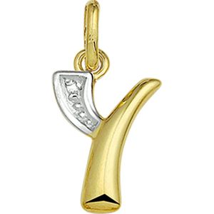 Huiscollectie Bedel Letter Y Diamant 0.005 Ct. Goud