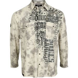 Rock Rebel by EMP Zandkleurige blouse met lange mouwen, all-over print en borstzakken - Heren - M
