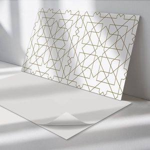 Wallfluent Vinyl Wandpaneel - Geometrisch lijnenpatroon Zelfklevend Wandpaneel - 120 cm x 60 cm - Beige PVC wandpaneel - Set van 1 - Rechthoekig Wandbekleding Vinyl - Patroon Wandpaneel - PVC Muurpaneel - Wandpaneel Keuken en Badkamer