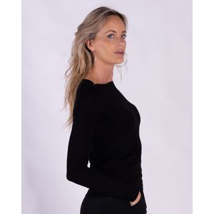 Dames trui zwart viscose ronde hals lange mouw-KIEV.