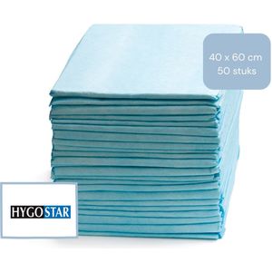 Hygostar Wegwerp Incontinentie Onderleggers – 40x60 cm – 50 stuks – Matrasbeschermer – Bed Onderleggers – Absorberende Bedbescherming