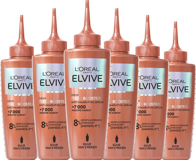 L'Oréal Paris Elvive Fiber Booster Anti-Haaruitval Serum - Vermindert haaruitval - Geschikt voor breekbaar haar met neiging tot afbreken en uitvallen - 6x102ml