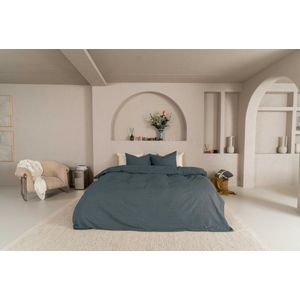 Kayori Kai Dekbedovertrek Katoen - 200x200-220 + 2 slopen - Tweepersoons - Biologisch Katoen - Antracite