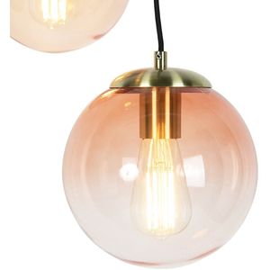 QAZQA pallon - Art Deco Hanglamp eettafel - 3 lichts - Ø 450 mm - Roze - Woonkamer | Slaapkamer