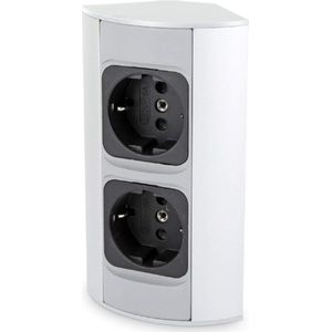 Aluminium Stekkerdoos 2-Voudig Zwart-Zilver – Energieklasse F – Compact & Duurzaam