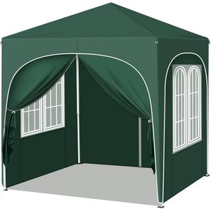 BukkitBow – Opvouwbare Partytent 2x2m – Oxford Stof en Metaal – UV-bestendig en Waterdicht – Verstelbaar in Hoogte - Groen