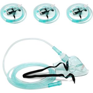 Europees Standaard Zuurstofmasker Volwassenen - 3 Verpakkingen met Verstelbare Band en 2m Slang
