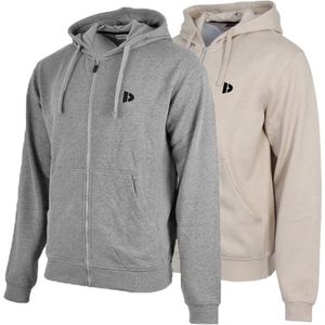 2-Pack Donnay - Sweatvest met capuchon (Bruce) - Sportvest - Heren - Silver-marl/Sand (592) - maat L