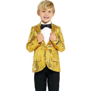 Suitmeister Sequins Gold - Gouden Blazer - Glimmend Jasje - Outfit Voor Carnaval - Goud - Maat: M - EU 122/128 - 134/140 - 8-10 jaar