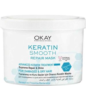 OKAY Professsionnel Keratin Smooth Repair Hair Mask - Herstellend Haarmasker Met Keratine & Paardenkastanje Voor Droog, Beschadigd & Pluizig Haar - 500 ml