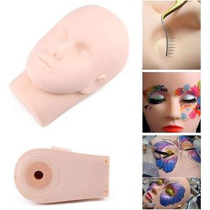 TRANKIELO® - Professionele Make-up Training Hoofd – Oefenmodel voor Wimperverlenging en Lippentattoo – Valse Wimpers Etalagepop met Platte Kop