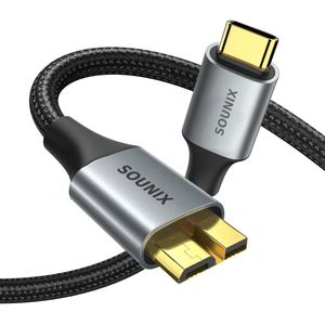 Sounix - USB C naar Micro B Kabel - Zwart - 1.5 Meter - Harde Schijf Kabel - Micro B 3.0/5Gbps