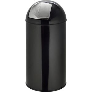 Prullenbak - 50L - Zwart - Plaatstaal - Push