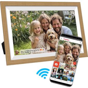 Denver Digitale Fotolijst 15.6 inch - XL - Full HD - Frameo App - Houten lijst - WiFi - 32GB - IPS Touchscreen - PFF1505