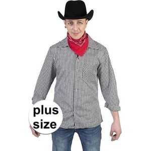 Grote maat zwart/wit geruit cowboy verkleed overhemd voor heren XXXL/XXXXL