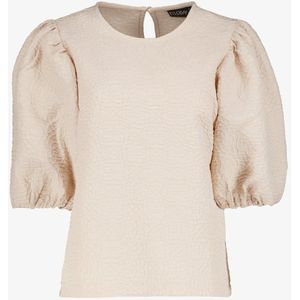 TwoDay dames top met pofmouwen beige - Maat S