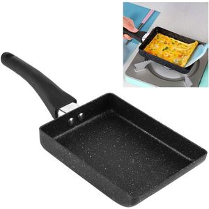 Vierkante Tamagoyaki Japanse pan met antiaanbaklaag en keramische coating - Mini-frituurpan met anti-verbrandingshandvat, geschikt voor gasfornuis en inductiekookplaat, vaatwasmachinebestendig