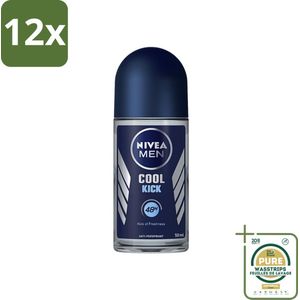 Nivea - Deo Roll-On - Men - Cool Kick FM - Anti-Transpirant - 50 ml - Voordeelverpakking - 12 stuks - Deodorant roller - 48 uur bescherming