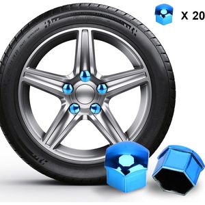 Wieldop beschermers - bechermkapjes - 20 stuks - blauw - 19 mm - wieldoppen - moerdoppen - hoezen - naafschroef beschermer