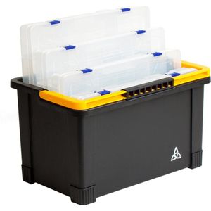 Eurocatch Plastic Draagemmer met Tackleboxen - Viskoffer - Zwart Tacklebox - set