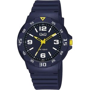 Q&Q-Horloge-Jongens-Mannen-Waterdicht-10BAR-Zwemmen/Sporten-Rubber band-43MM-Blauw/Geel