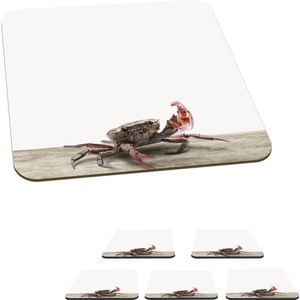 Onderzetters voor glazen - Kinderen - Krab - Zeedieren - Jongens - Meisjes - Kids - 10x10 cm - Glasonderzetters - 6 stuks