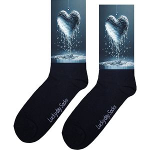 Hart - Opkikker - Grappige sokken - Valentijn cadeau - Verjaardagscadeau - Leuk cadeau - Sint cadeau - Leuke sokken - Vrolijke sokken - Cadeautje - Grappig cadeau - Kerst Sokken - Vaderdag - Moederdag - Kerstcadeau - Waterdruppel - Maat 37-44