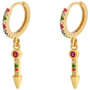 Rhinestones oorbellen - Fanciy.nl - goud - gold plated - Nikkel vrij - waterproof - multi color