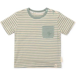 Little Dutch - Baby Shirt - Groen-Wit Gestreept - Korte Mouw