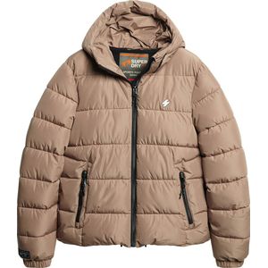 Superdry Hooded Sports Puffr Jacket Heren Jas - Fossil Brown - Maat Xl