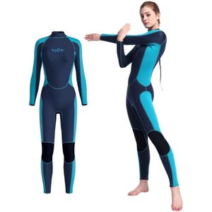Nivard Wetsuit Dames - Swimsuit - Shorty - Surfpak - Duikpak - Lange Mouw - Zwemsuit - Blauw - XS