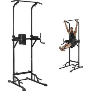 Gran Vida® - Pull-up Rack - Verstelbare Hoogte - Krachttraining - Calisthenics - Stevige Constructie - tot 200 kg - Pull-ups, Dips, Leg Raises - Zwart