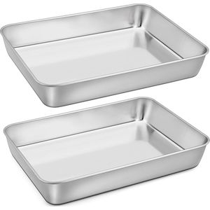 Bakplaat RVS - ideaal voor bakken en braden - set van 2 - 31,6 x 5 cm