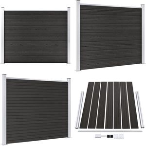 vidaXL Schuttingpaneel 180x146 cm HKC grijs - Hekpaneel - Hekpanelen - Tuinhek - Tuinhekken