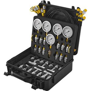 Hydraulische Druktang – Hydrauliek Meter – Drukmeter Set – Druktest Kit – Hydraulische Pressure Gauge – 5 Manometers 0-600 Bar – Roestvrij Stalen Meetinstrumenten – 13 Koppelingen Met 5 Testslangen