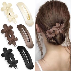 6 stuks platte haarspelden 2 stijlen klauwspelden voor dik dun haar bloemenhaarspelden matte Franse haarspeld voor vrouwen en meisjes