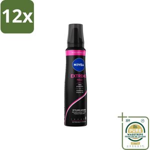 NIVEA - Haarschuim - Extreme Stevigheid - 48 Uur Lang Bescherming - 150 ml - Voordeelverpakking - 12 stuks - Volume - Verzorging