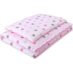 Kinderbeddengoed 2-delig 100x135 cm - Sterren Grijs/Roze